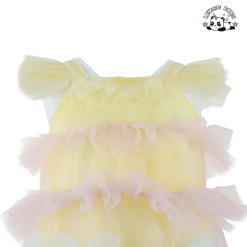 LEZONKIDS - Best New Product of 2024 colorful flying sleeve tutu cake dress latest children dress designs